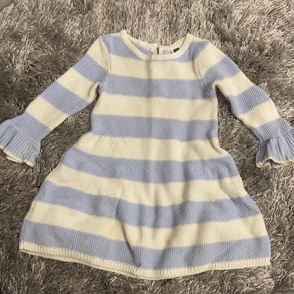 Janie and jack. Blue and white striped dress. Size 12-18m